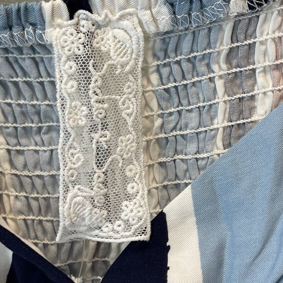 Sadie & Sage Striped Puff-Sleeve Mini summer Dress Smocked Back Multicolor - Picture 2 of 11